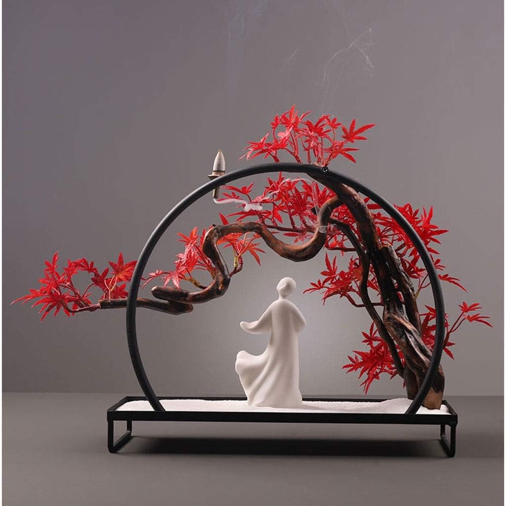 Artificial Bonsai Tree with Ceramic Statue Decor