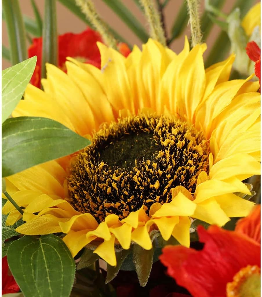 Artificial Sunflower with Ceramic Vase for Home Decor
