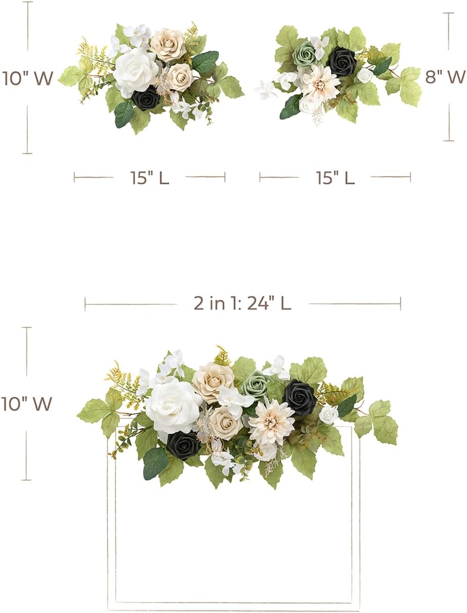 Lings Moment 2pcs Fall Wedding Floral Swags Welcome Sign Artificial Flowers Backdrop