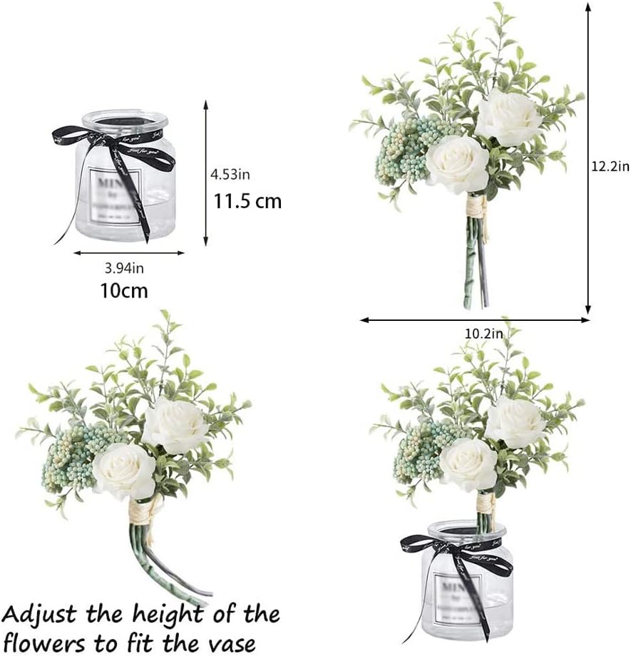 Artificial Flowers with Glass Vase Set