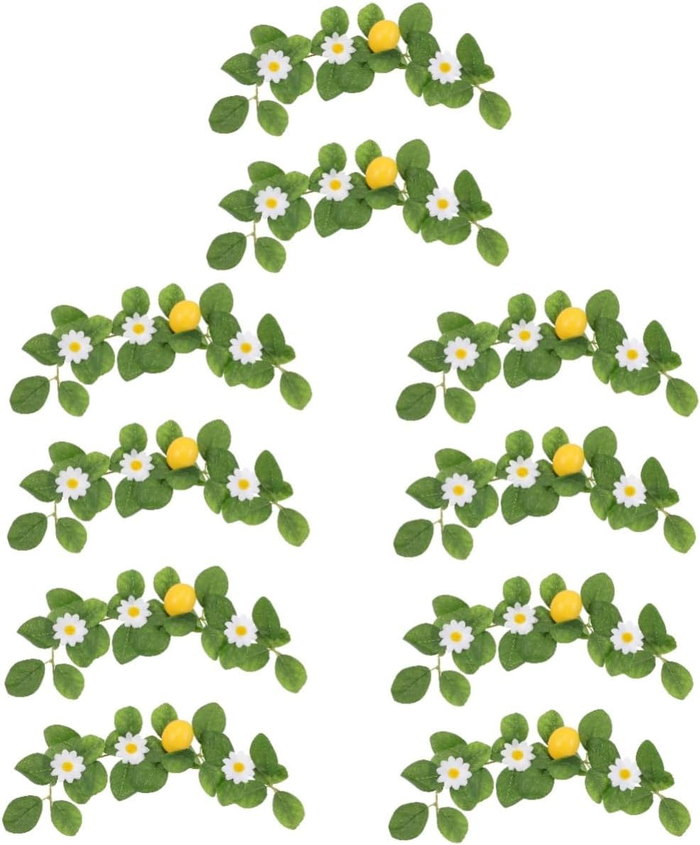 2pcs Artificial Lemon Garland with Dried Slices and Green Leaves