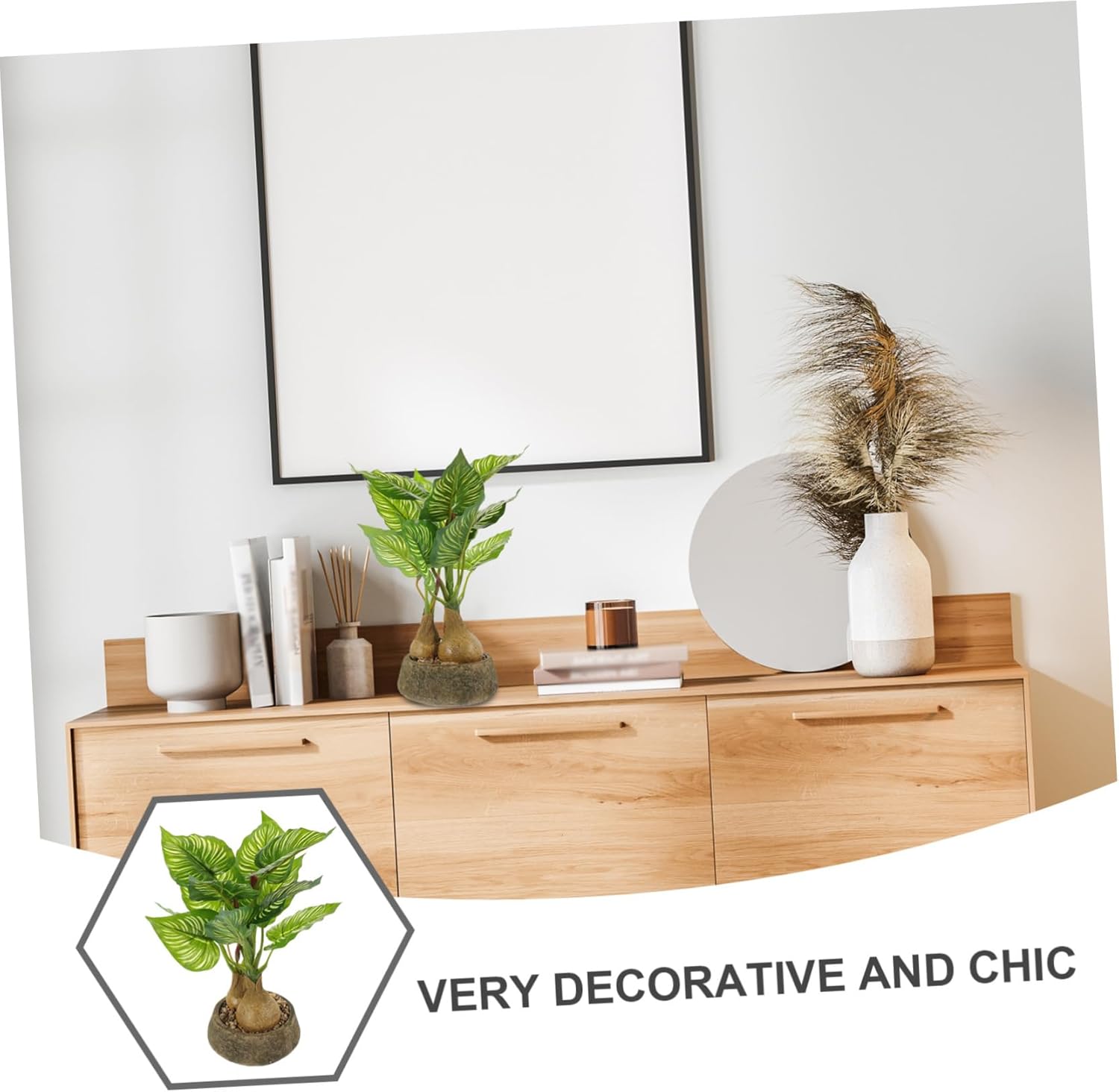 Lifelike Ivy Monstera Faux Plant in Pot Decor
