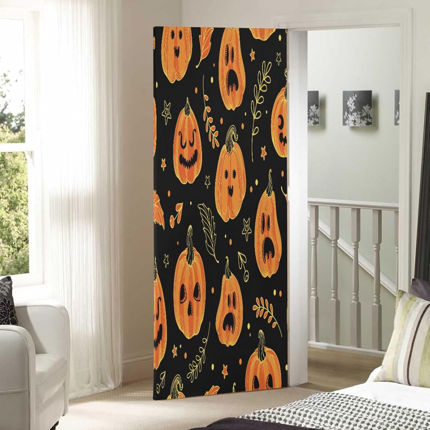 Susiyo Halloween Pumpkin Door Cover 32x79 in