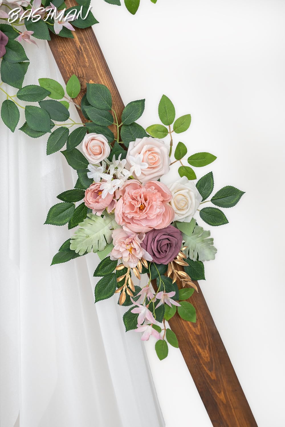 BASIMAN Arch Flowers with Drapes Kit for Wedding Decor