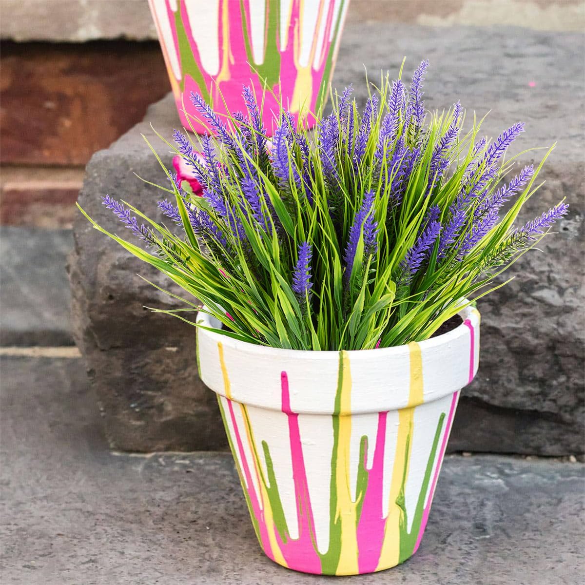 SzJias 20 Pcs Fake Outdoor Plants Artificial Grass UV Resistant Bushes Greenery