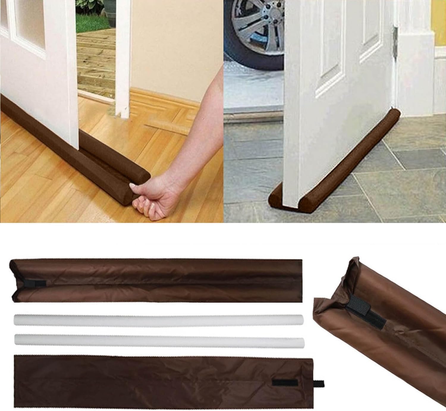 Adjustable Door Sweep for Draft and Noise Blocker Brown