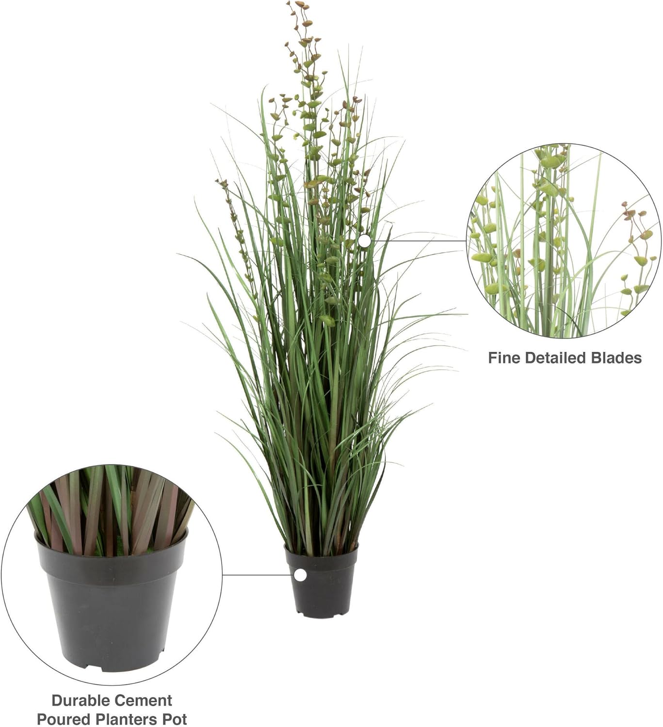 Vickerman 48 Inch Artificial Potted Green Grass and Eucalyptus