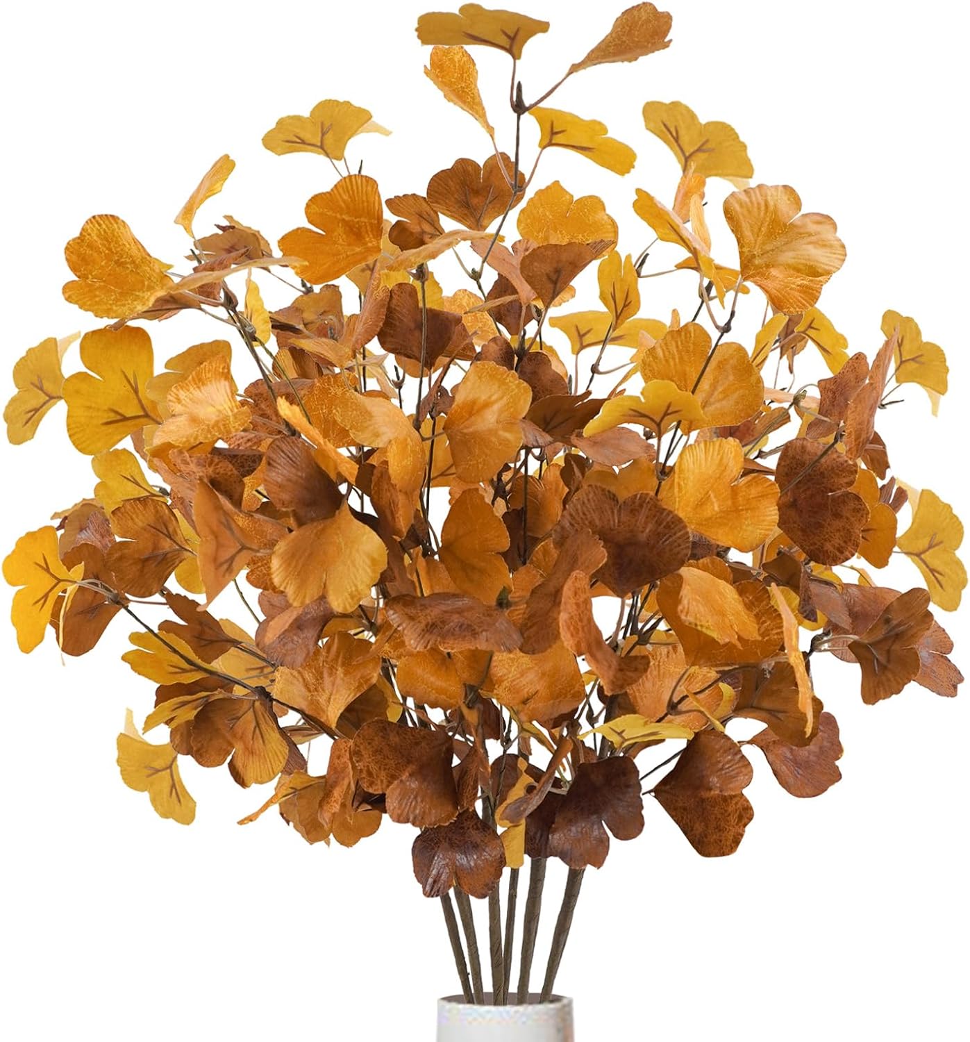 6 Pcs Artificial Ginkgo Leaves Stems for Autumn Decorations