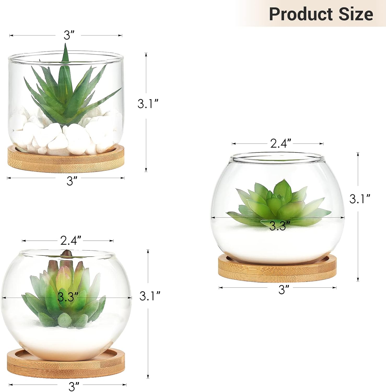 Mkono Artificial Succulent in Clear Glass Pot