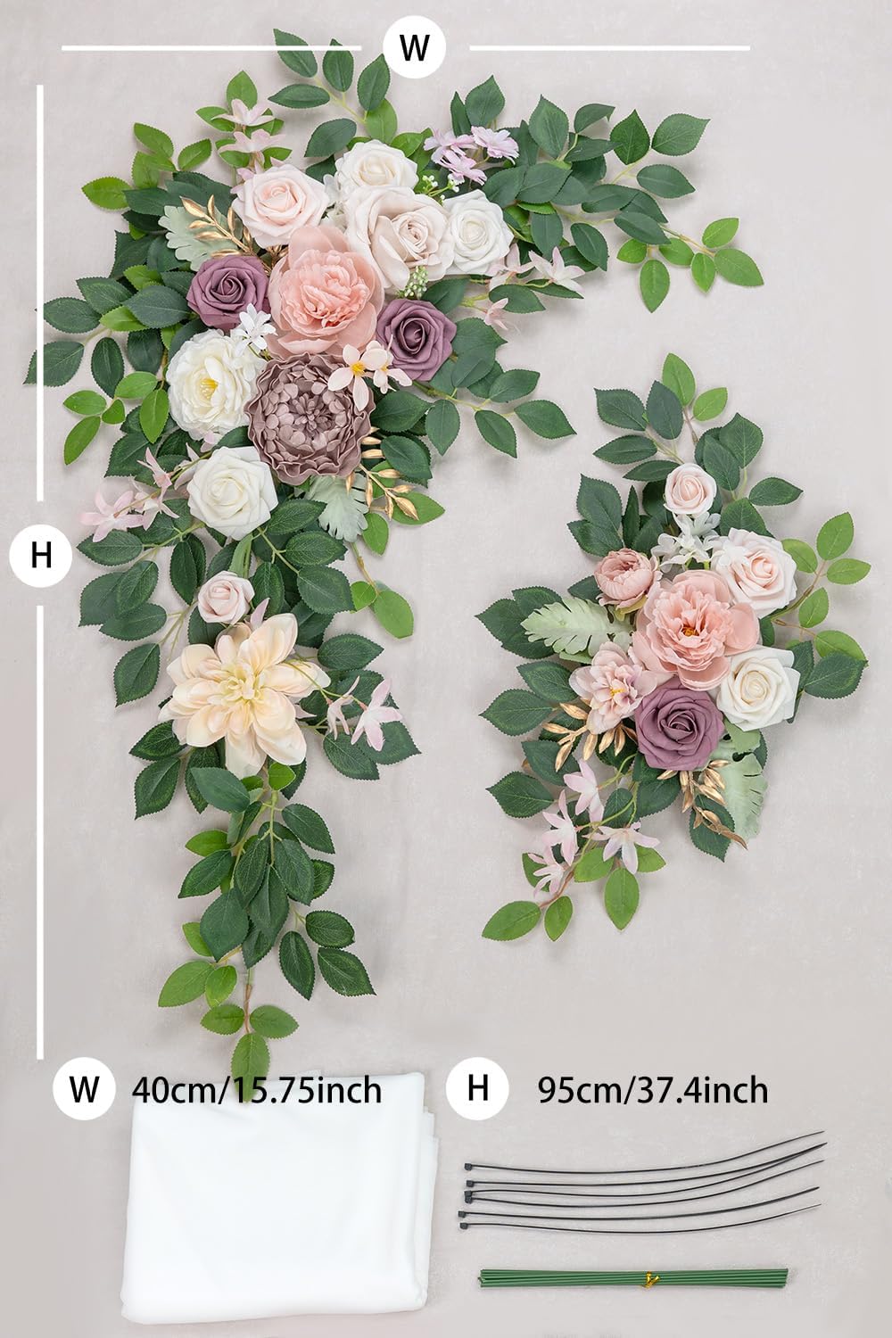 BASIMAN Arch Flowers with Drapes Kit for Wedding Decor
