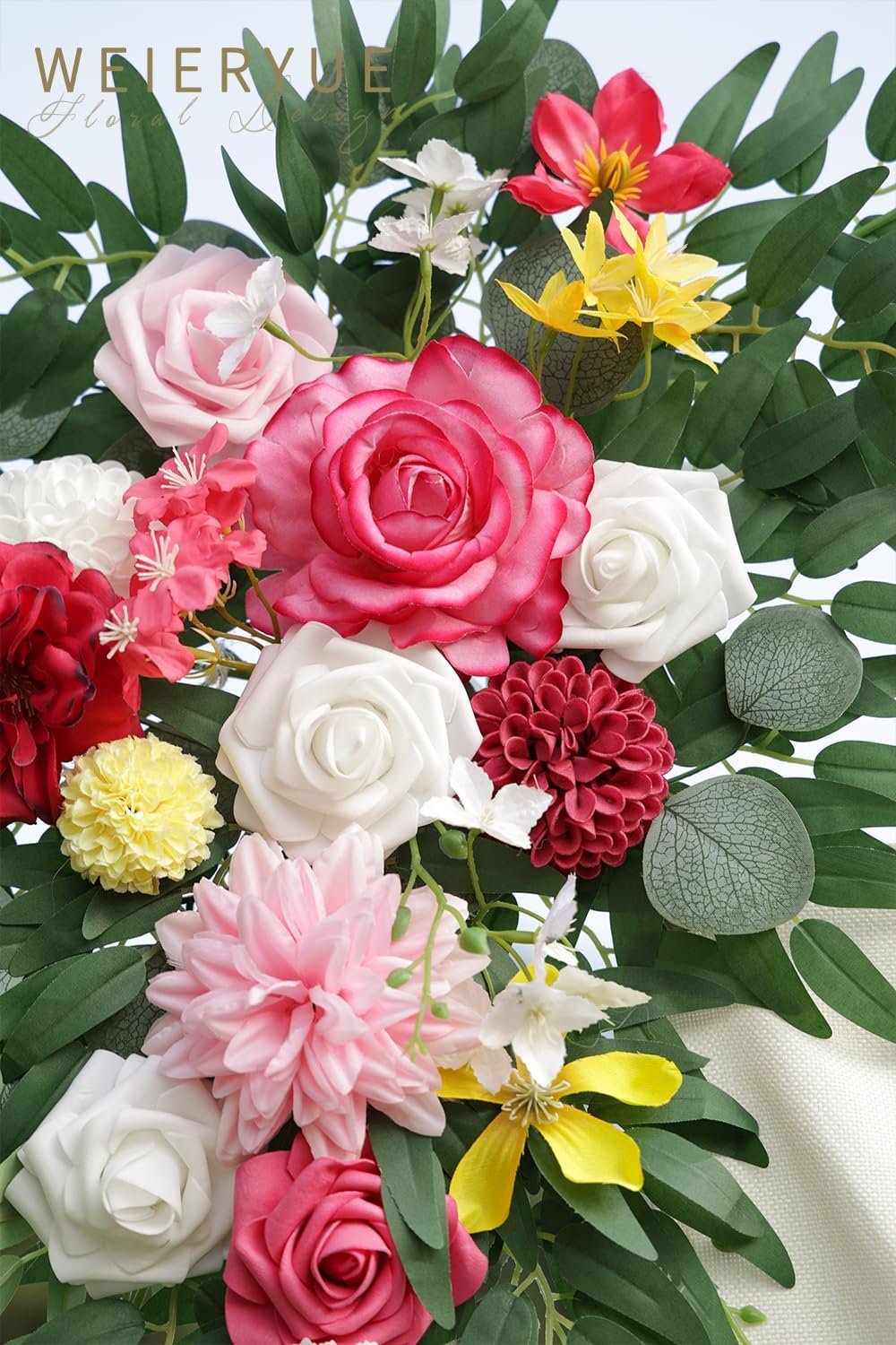 Artificial Wedding Arch Flowers Kit Bright Pink