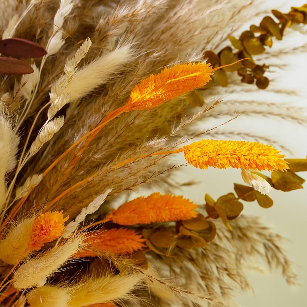 95pcs Pampas Grass Dried Flowers in Vase Boho Decor