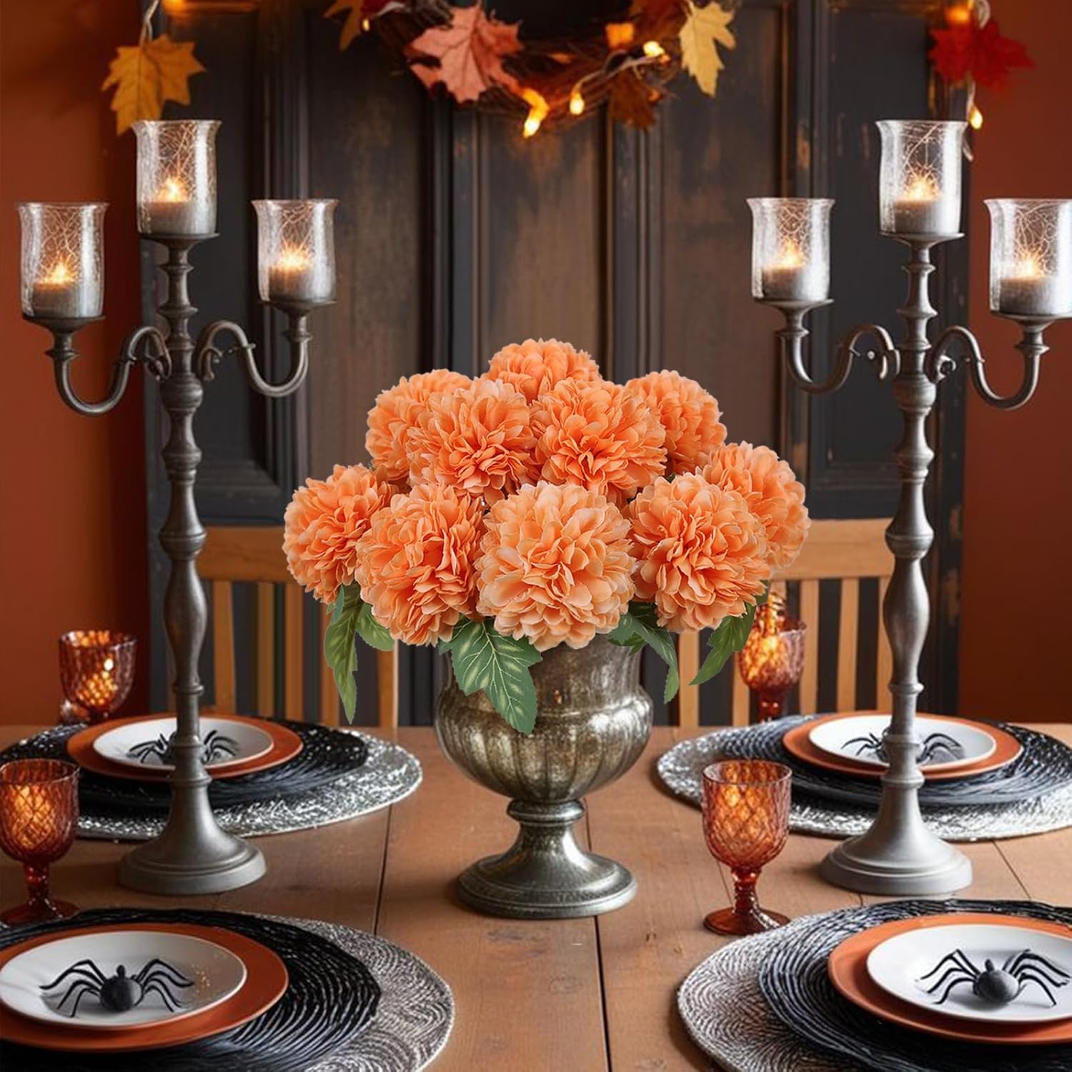 Beferr 10 Pcs Artificial Chrysanthemum Fall Flowers Orange Decorations