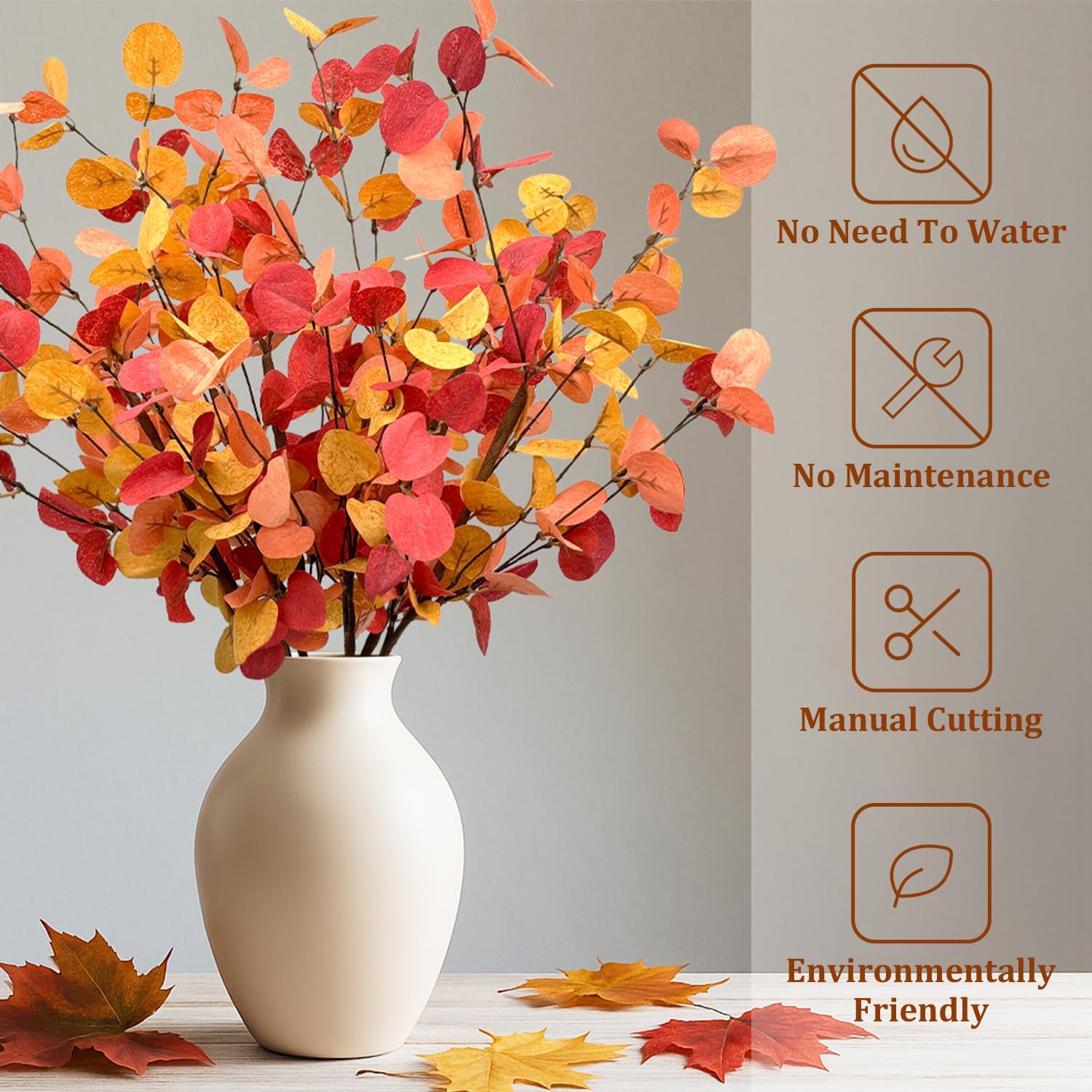 Fall Decor Artificial Eucalyptus Stems 6PCS Farmhouse Decor