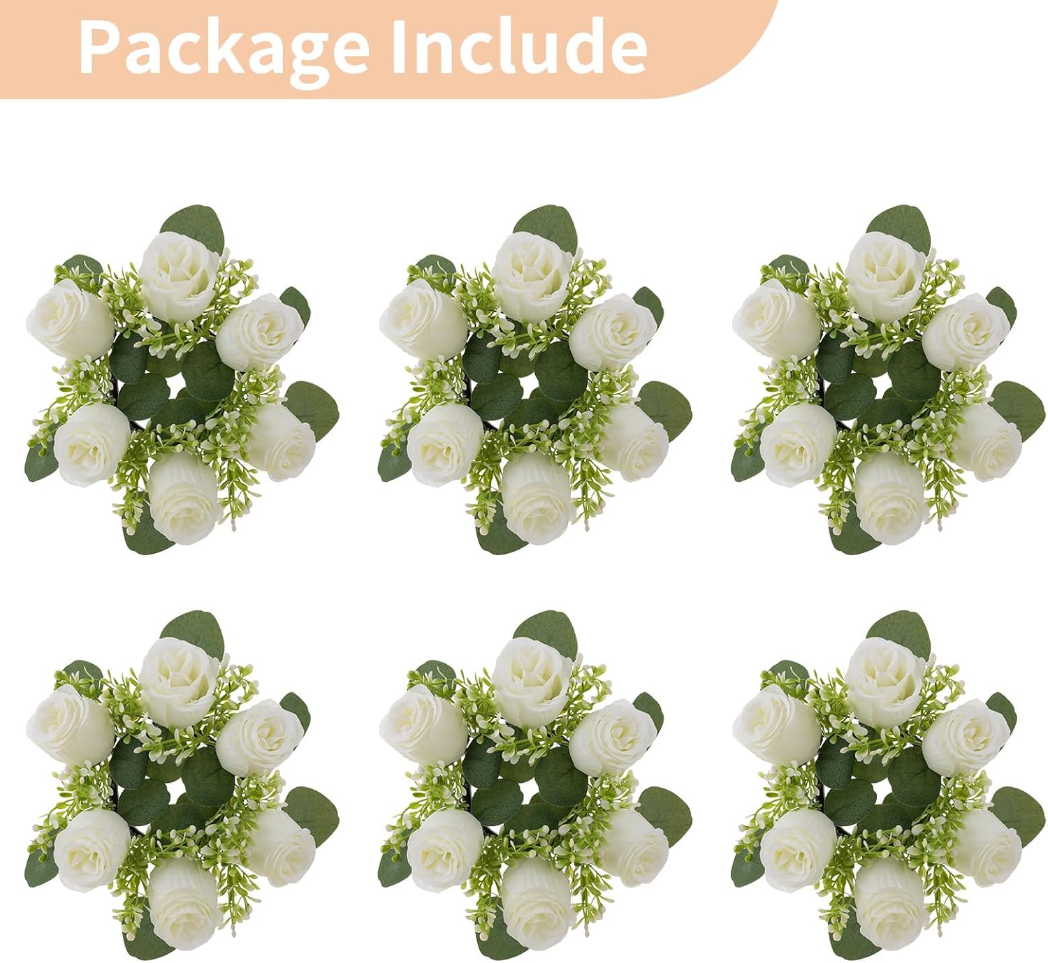 NUPTIO 6 Pcs Artificial Rose Wreaths for Wedding Centerpieces