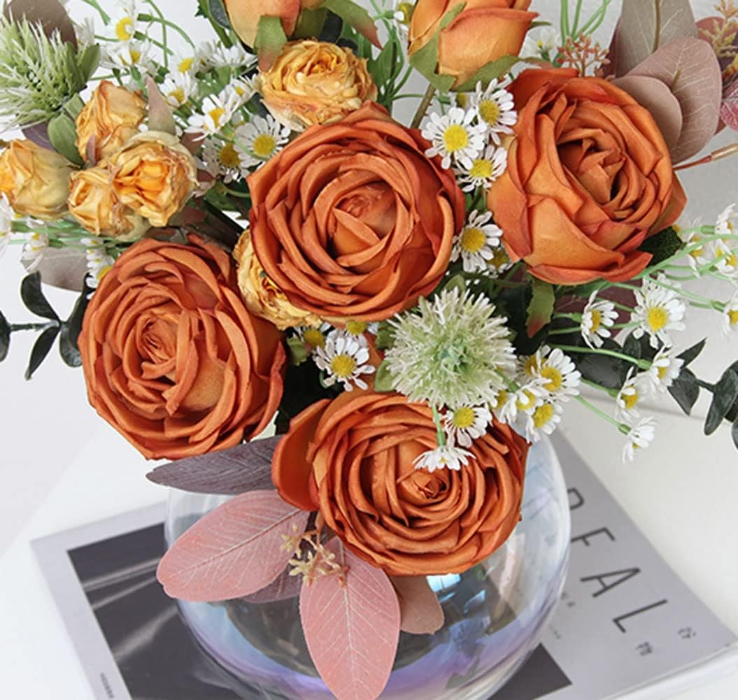 Artificial Silk Flowers with Vase for Home Decor
