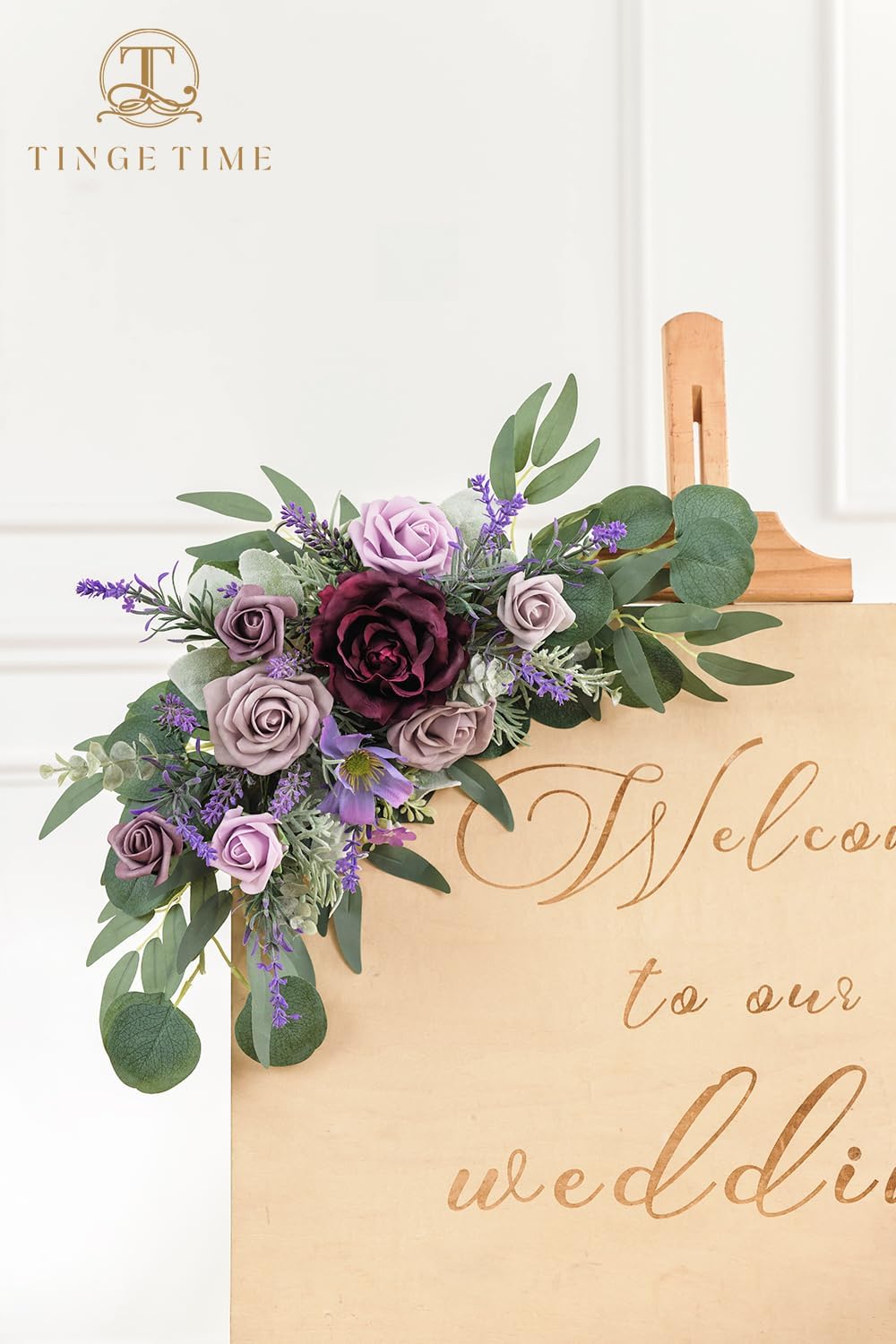TINGE TIME Artificial Flower Swag Set of 2 Lavender and Plum