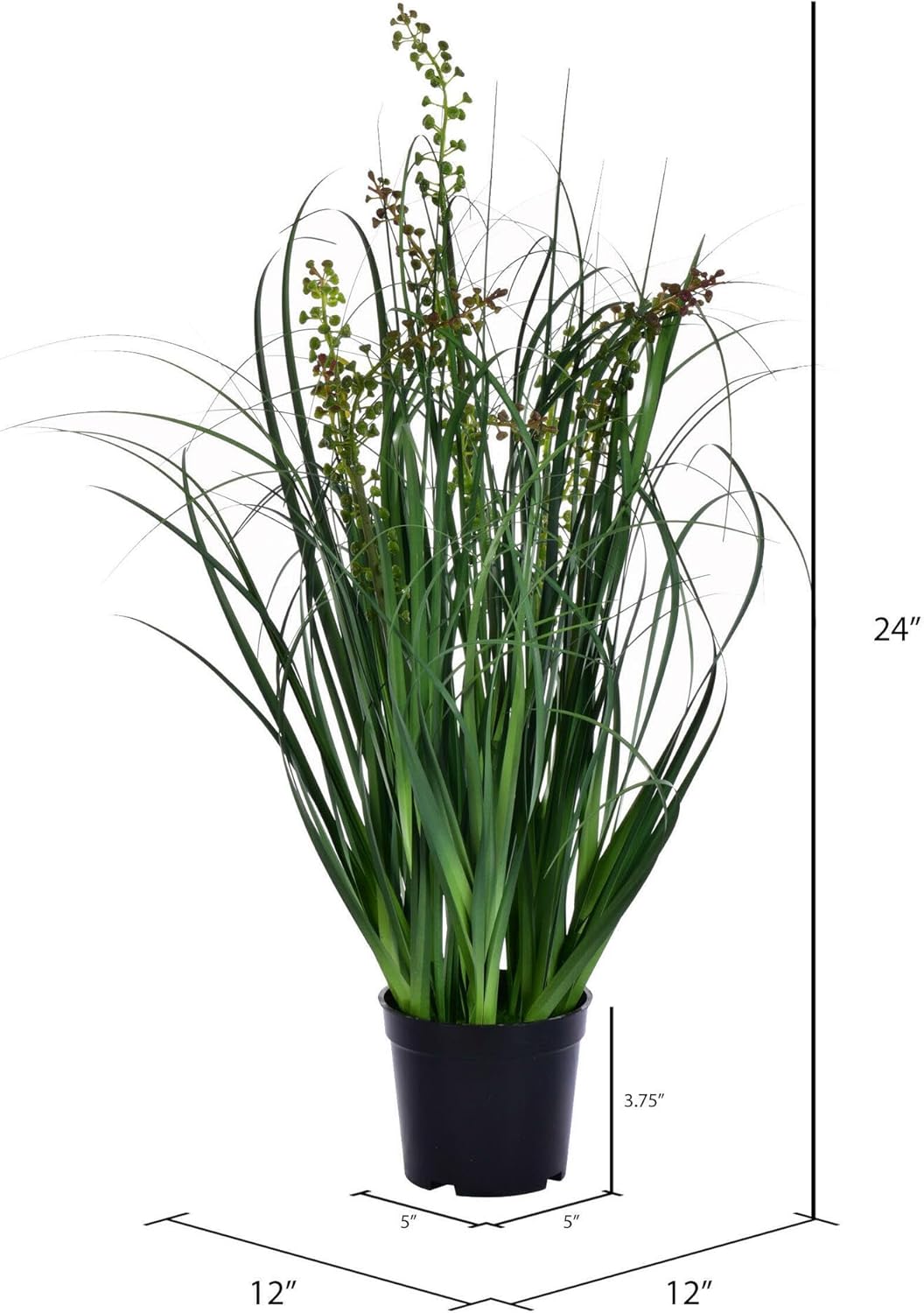 Vickerman 24 Inch Artificial Sheeps Grass with Black Plastic Pot