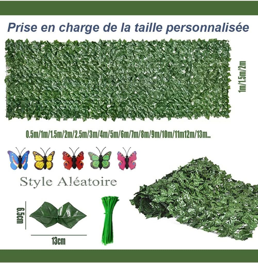 Artificial Ivy Privacy Fence Screen Greenery Wall 1x2m 1