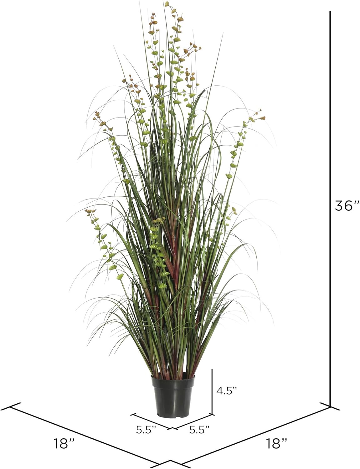 Vickerman 36 Inch Artificial Grass and Eucalyptus Plant with Black Pot