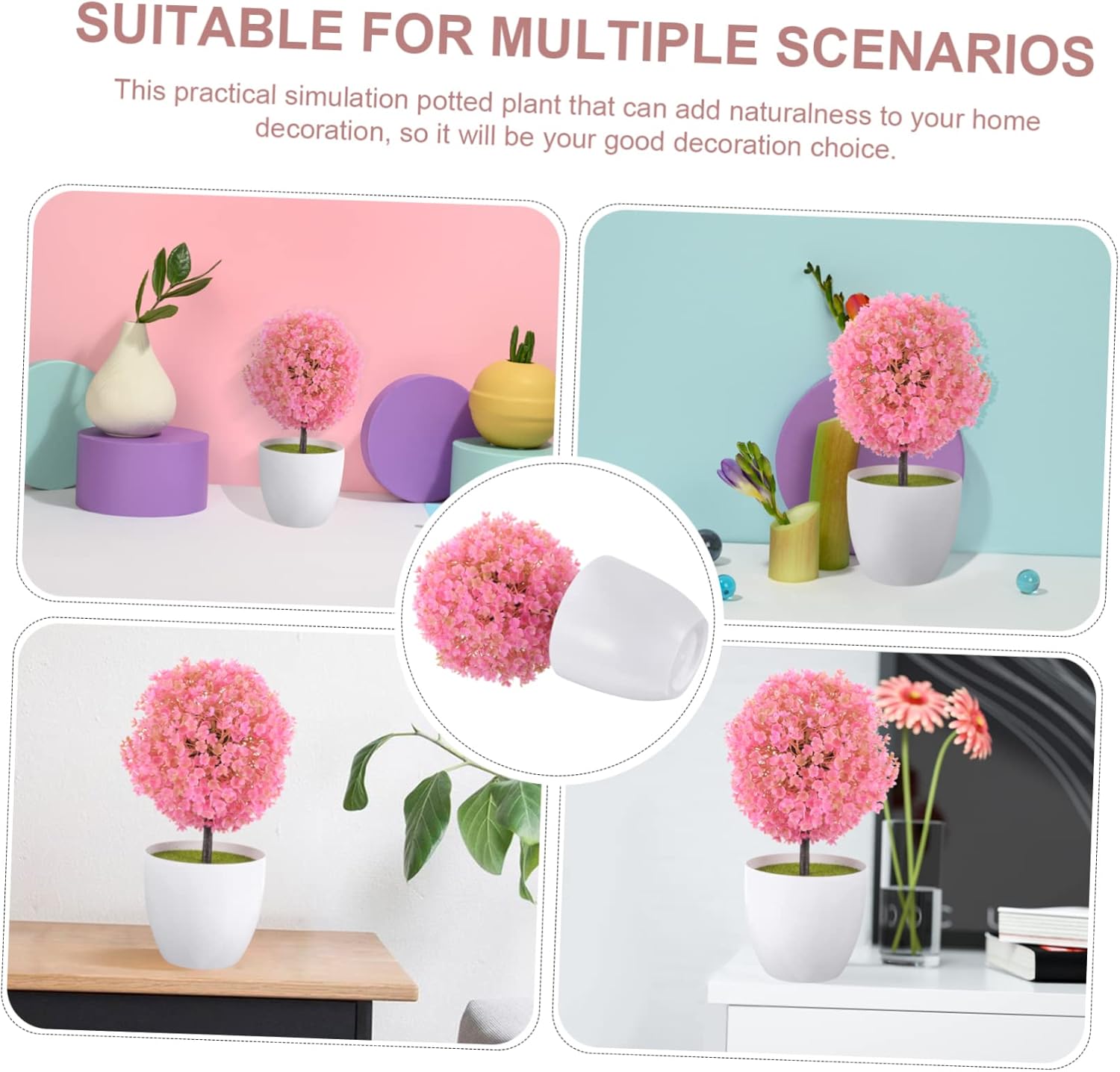 2Pcs Artificial Topiary Ball Plant Decor for Home Office