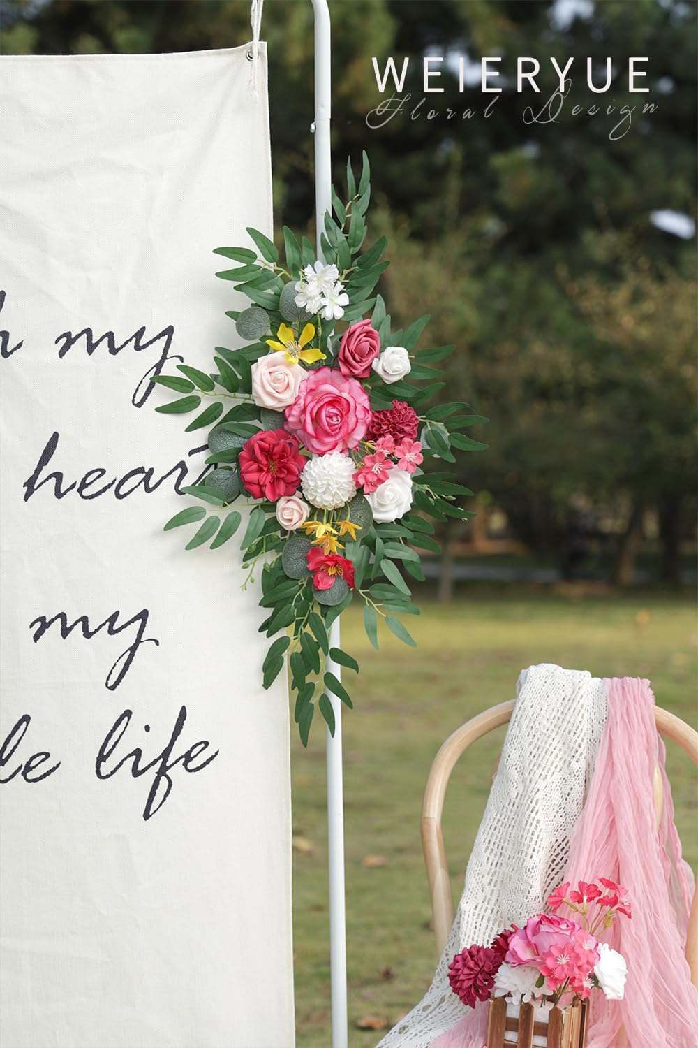 Artificial Wedding Arch Flowers Kit Bright Pink