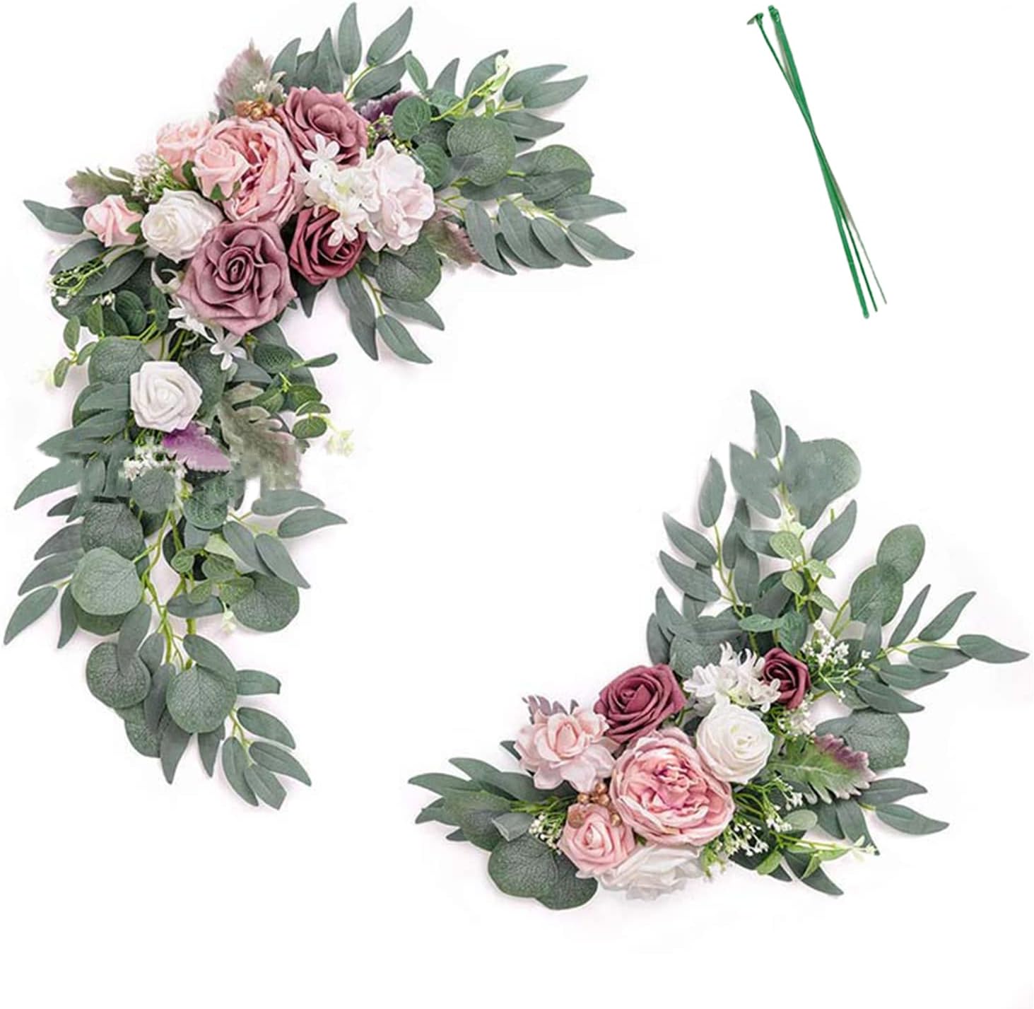 PerGar 2Pcs Artificial Wedding Arch Flowers Kit Pink