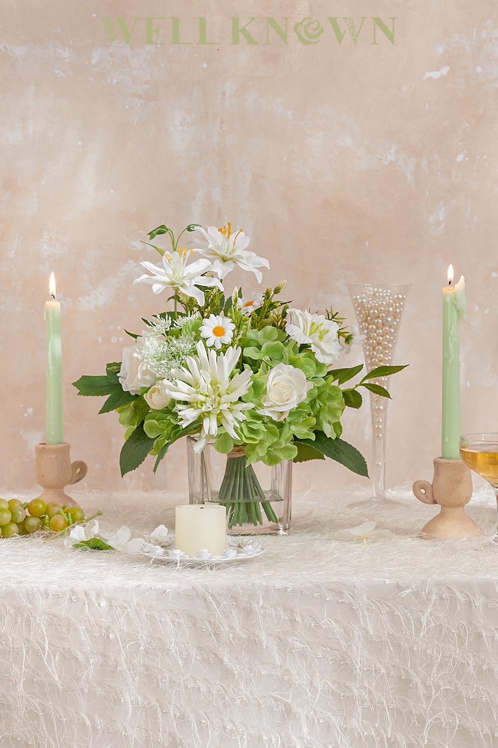 Artificial Flowers in Glass Vase with Fake Water