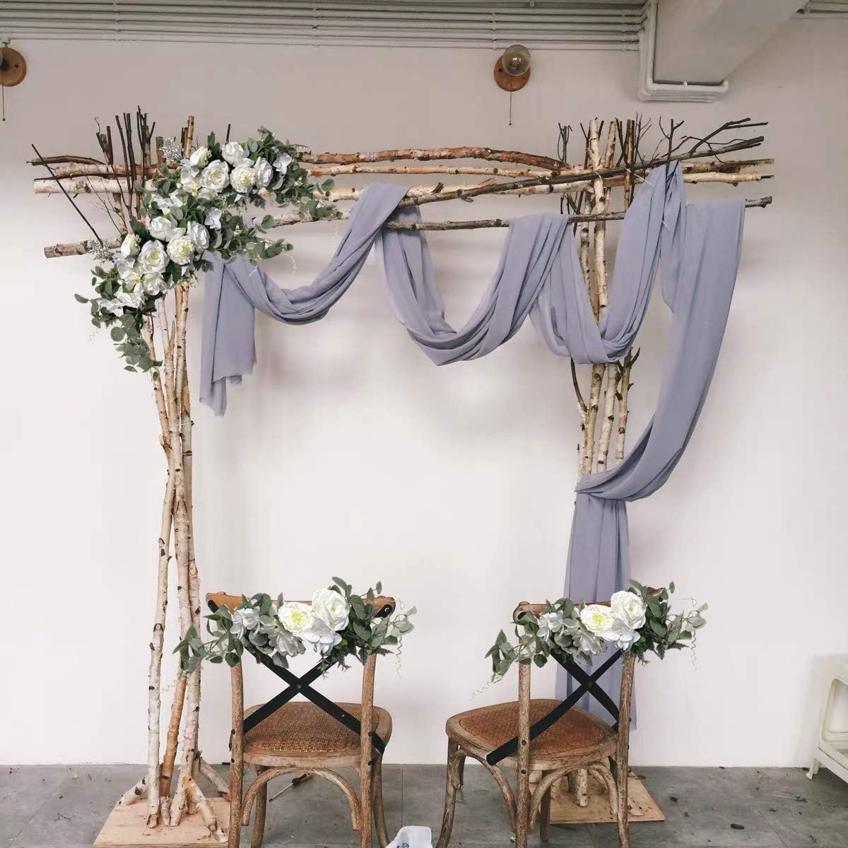 3PCS Wedding Arch Flowers Set with White Roses and Eucalyptus