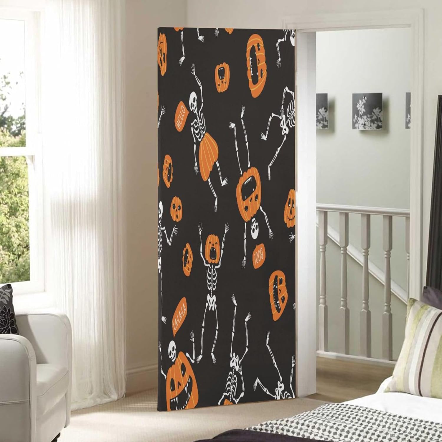 Susiyo Halloween Skeletons Pumpkins Door Cover 32x79 Inch