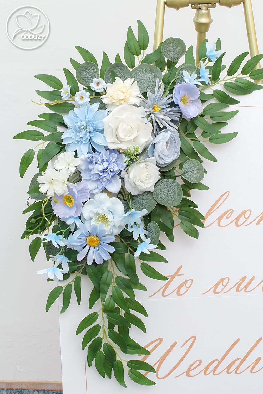 Odouzy Reusable Blue Artificial Wedding Arch Flowers