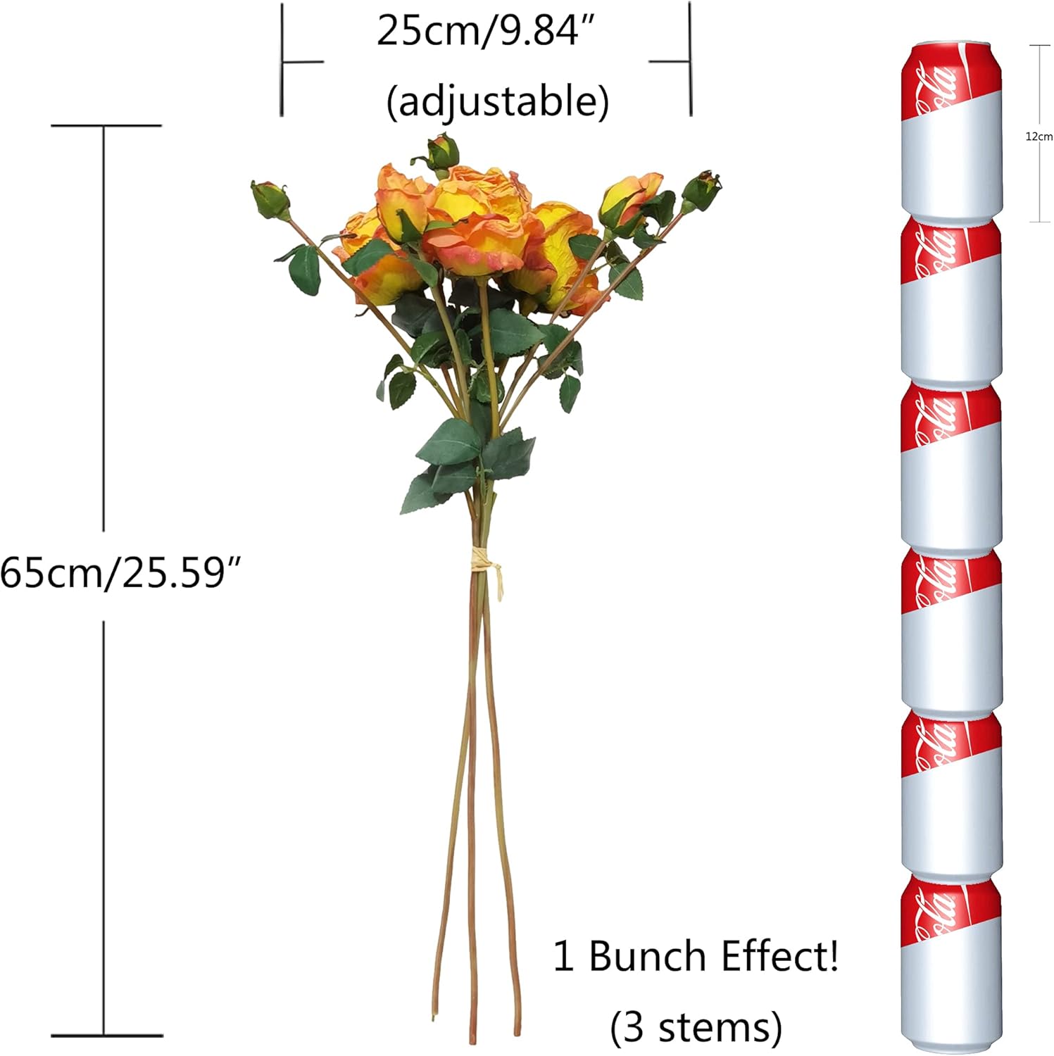 Long Stem Artificial Rose Flower Bunch Faux Decor