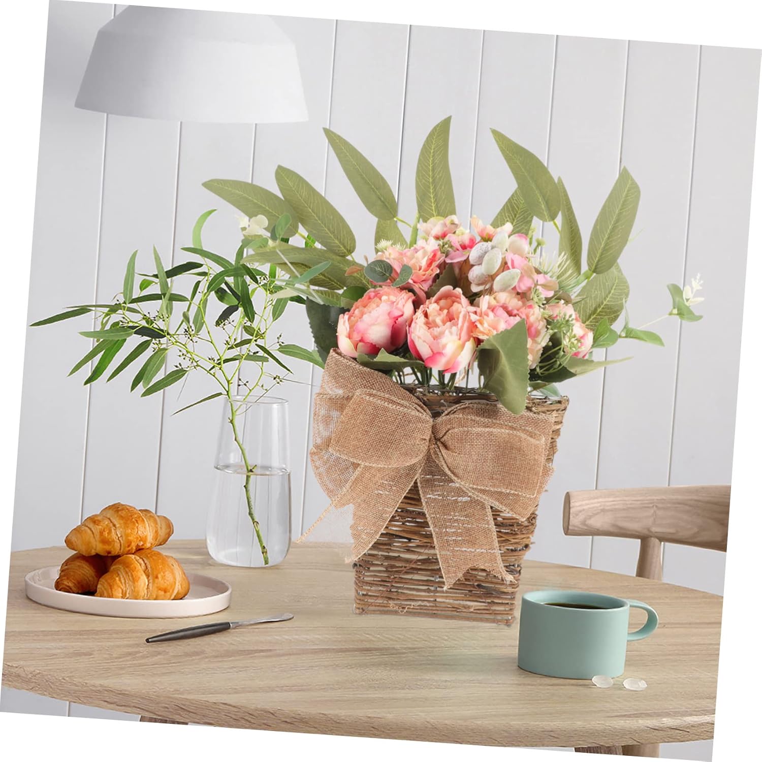 Artificial Flower Basket with Summer Wreath and Basket Decor