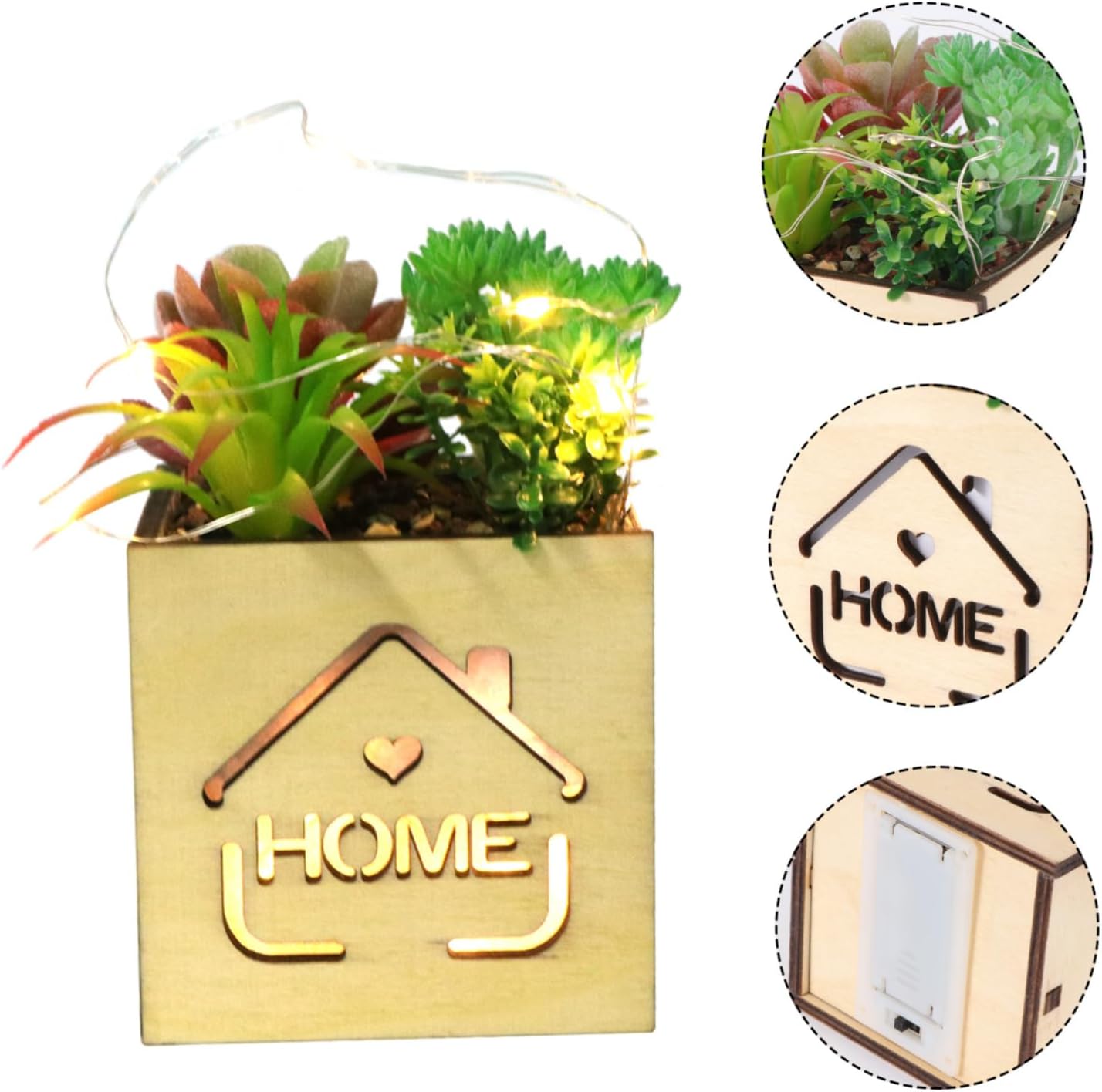 Red Wooden Box Potted Plant Decor
