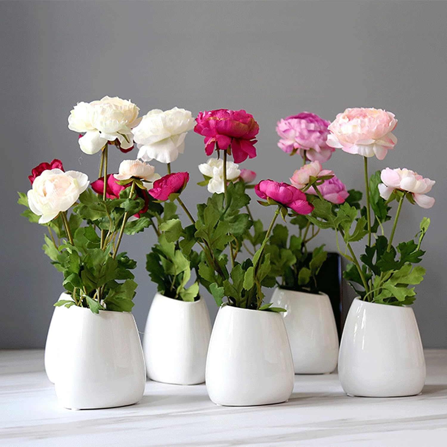 Silk Rose Flower Arrangement in Ceramic Vase