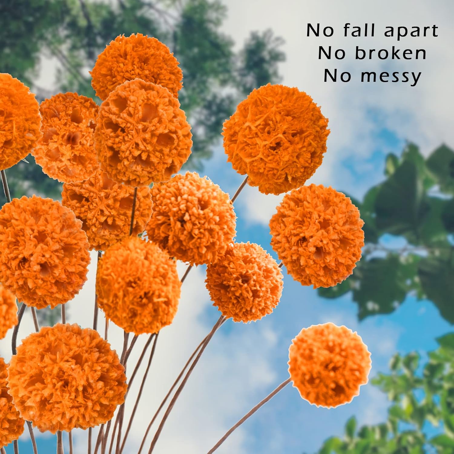 24 PCS Dried Billy Balls Flowers Orange Bouquet