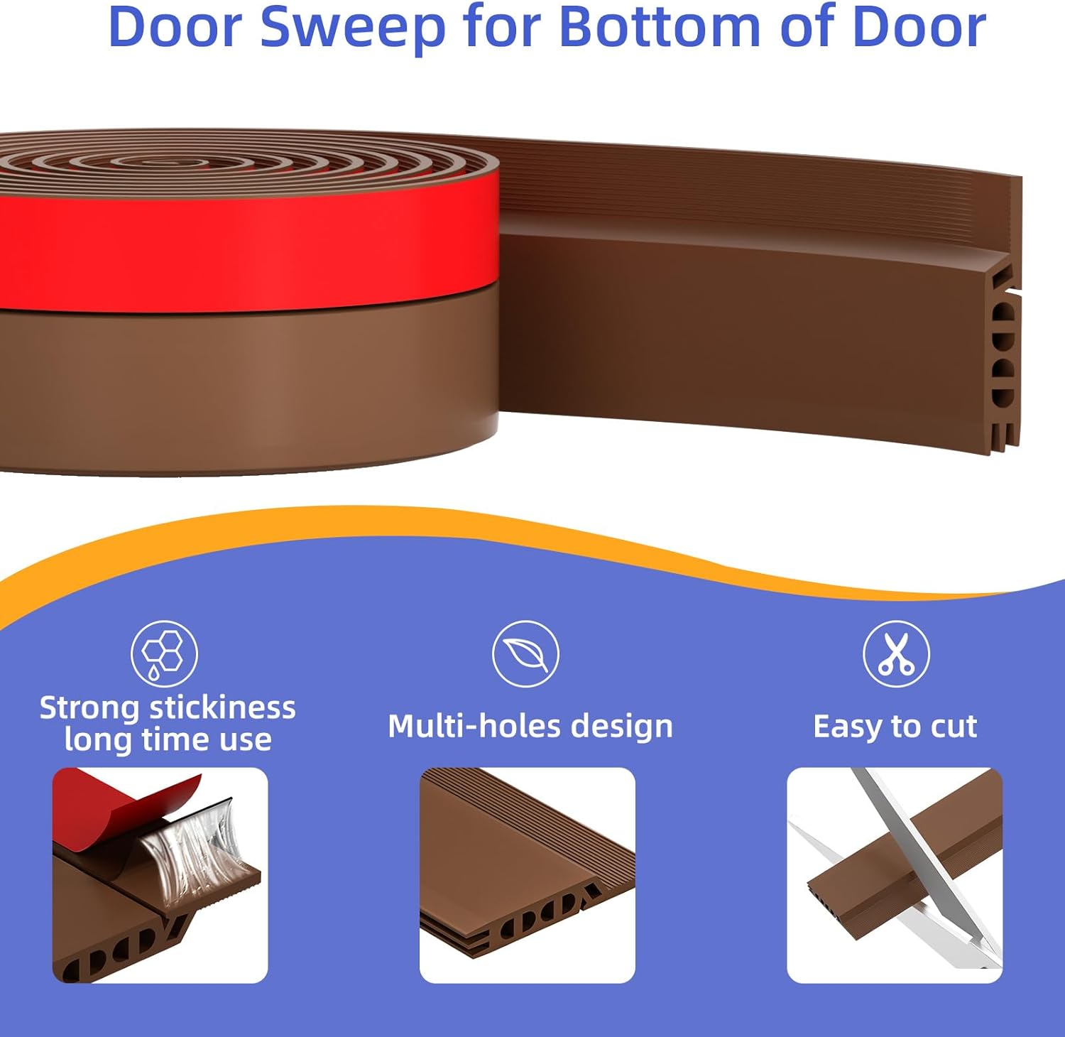 Door Draft Stopper Weather Stripping Seal 39 Inch Adjustable Noise Reduction