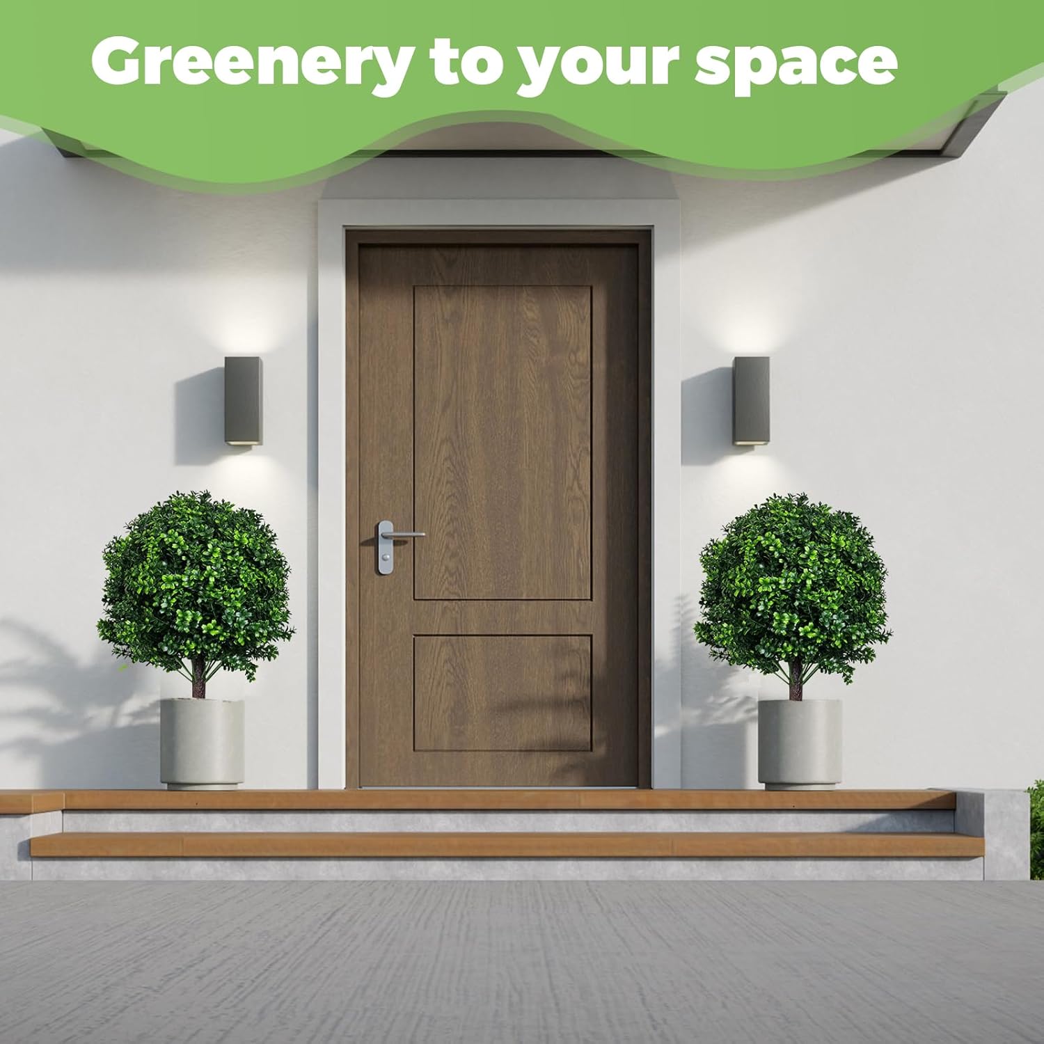 Artificial Boxwood Topiary Ball Trees 2 Set UV Resistant