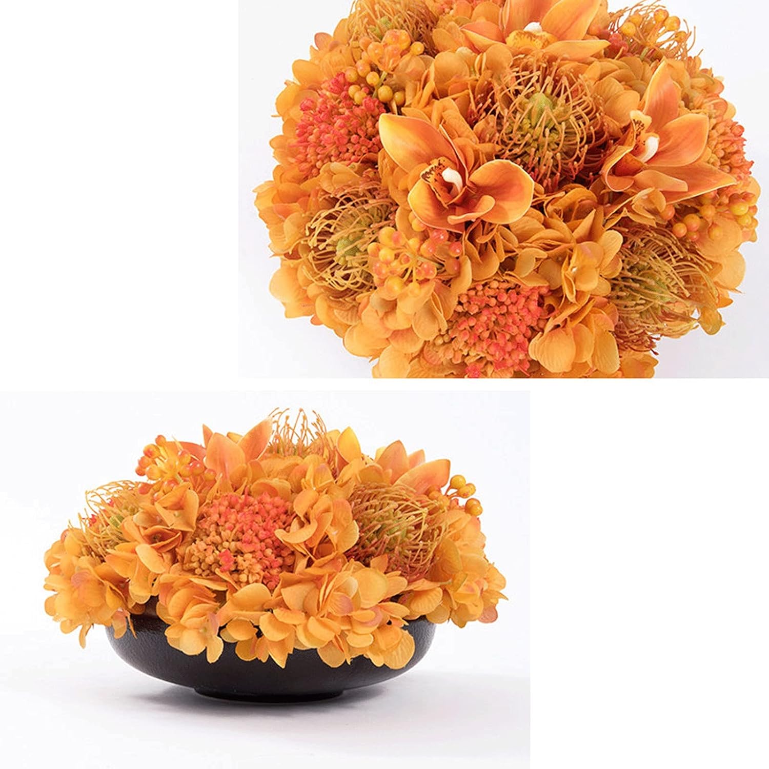 Orange Artificial Bonsai with Black Vase Farmhouse Decor