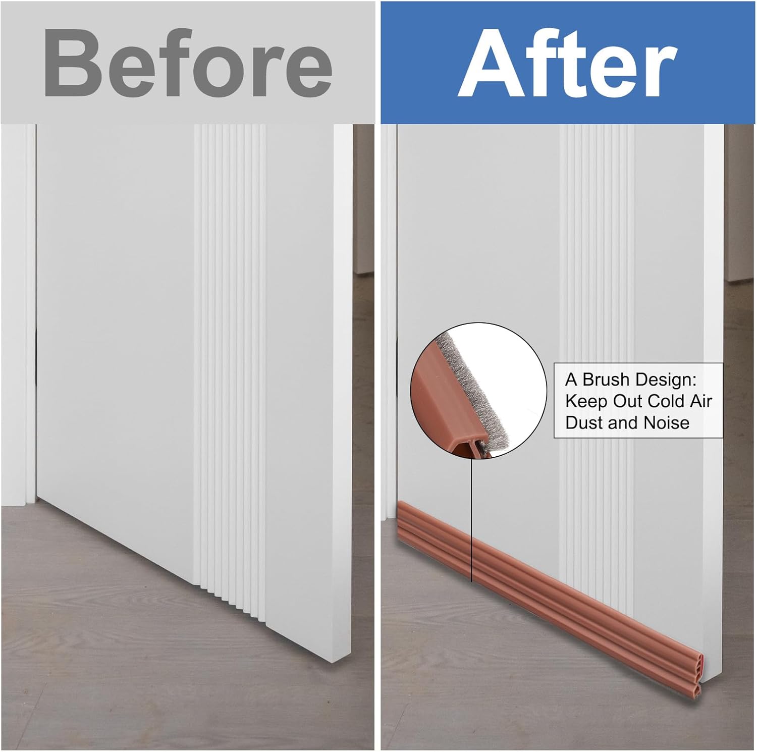 UXCell Self-Adhesive Door Sweep with Brush - Cold Noise Dust Barrier