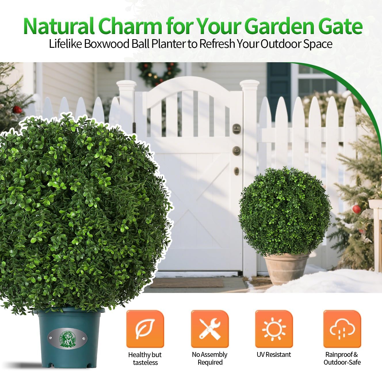 QIANYUN 18 Inch Artificial Boxwood Tree