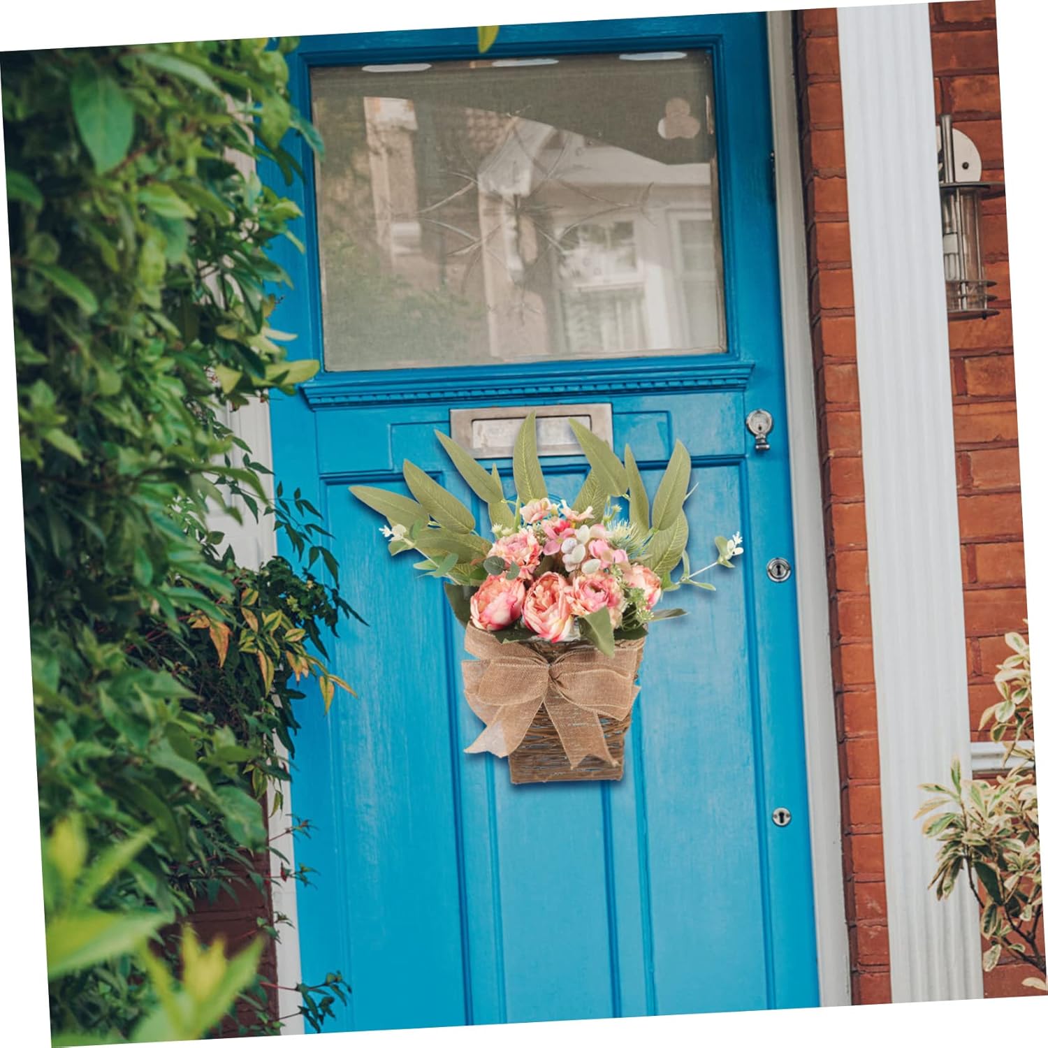 Artificial Flower Basket with Summer Wreath and Basket Decor