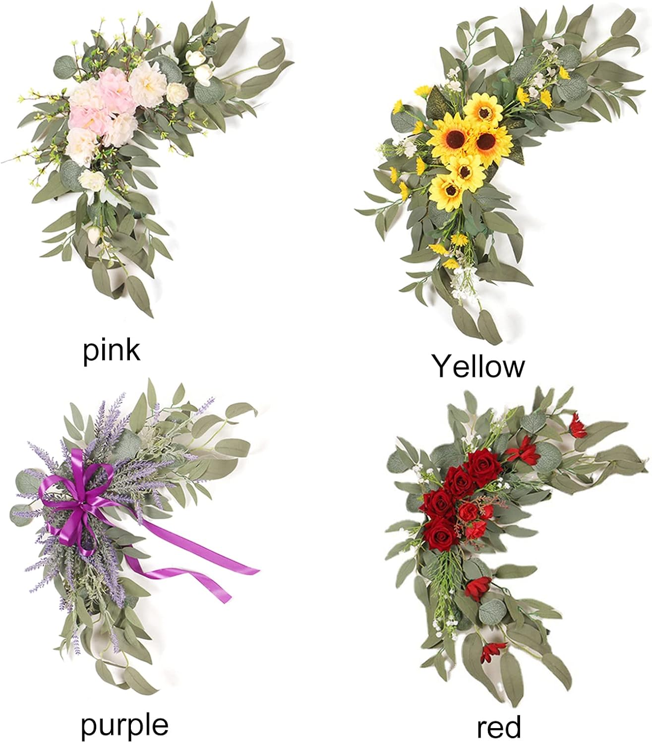 DULRLLY 2Pcs Artificial Wedding Arch Flowers Kit