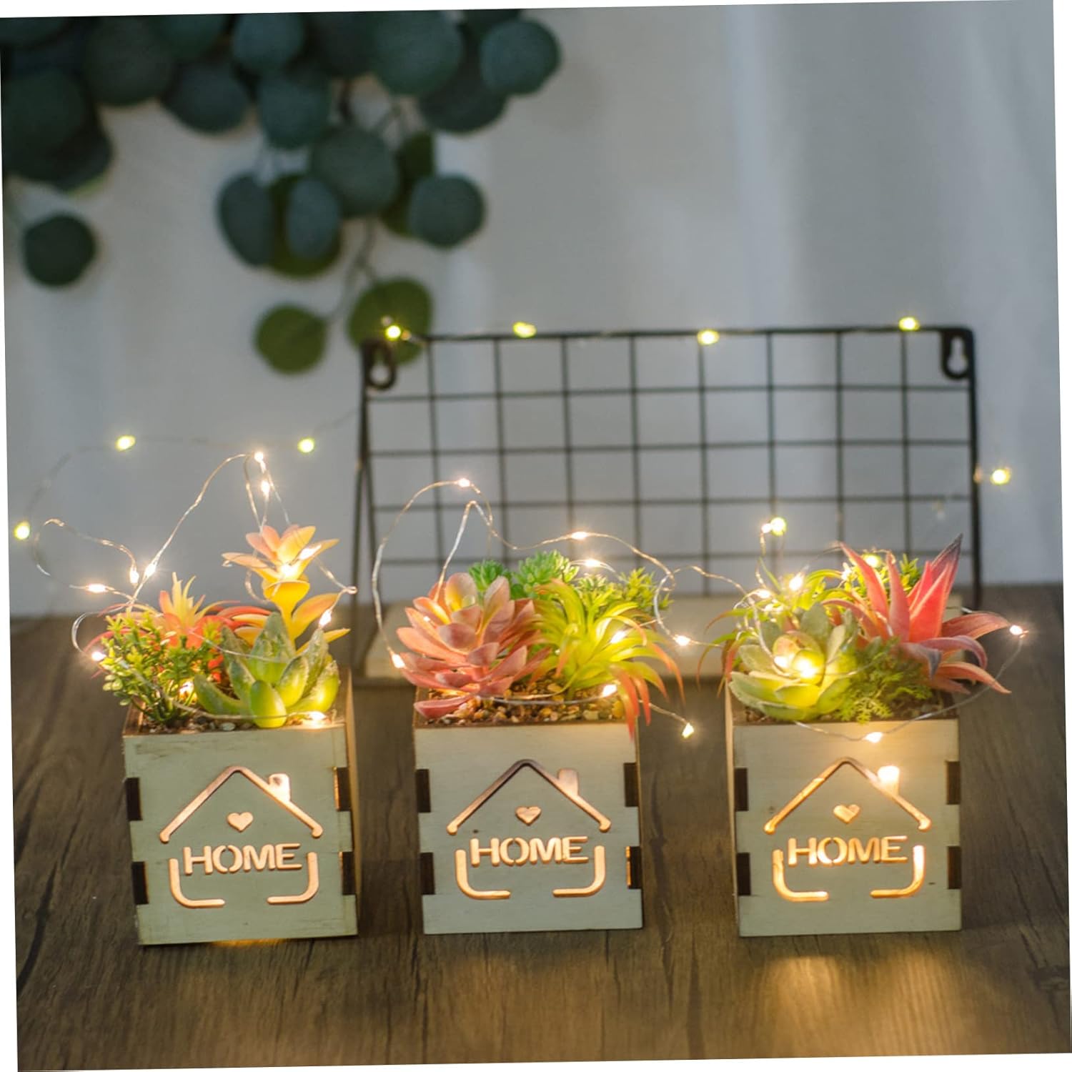 Red Wooden Box Potted Plant Decor