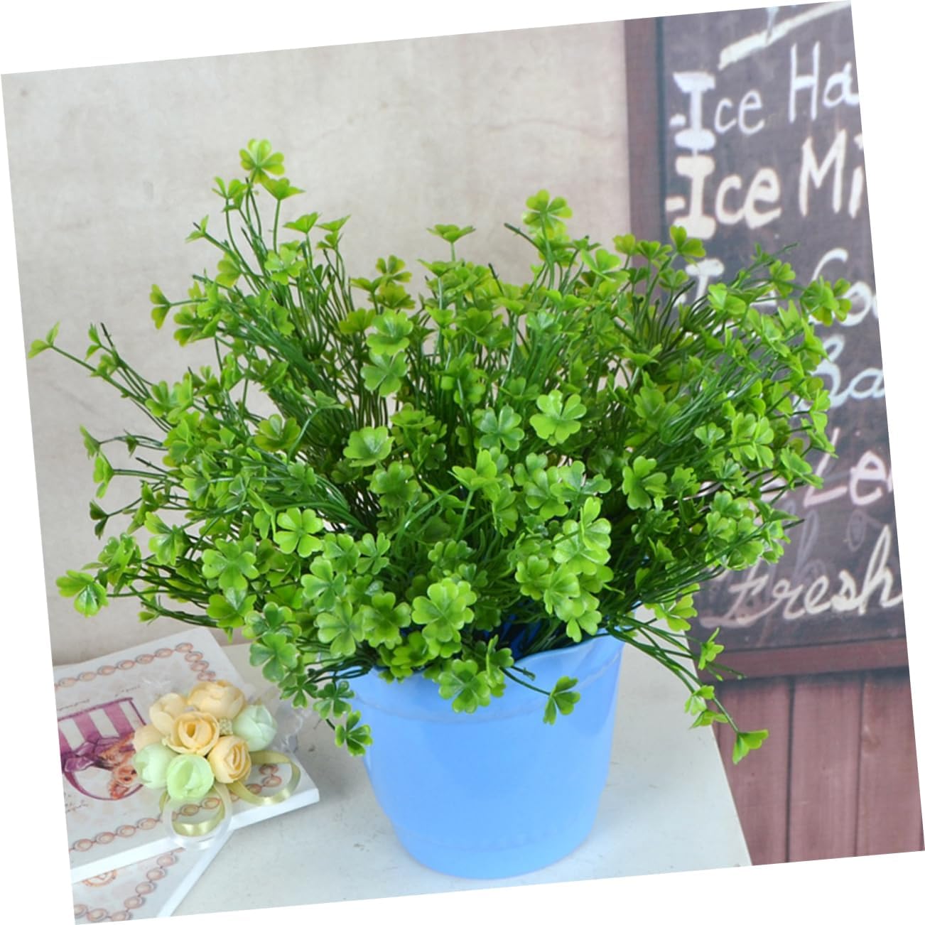 5 Pcs Artificial Shamrock Plants Four Leaf Decor