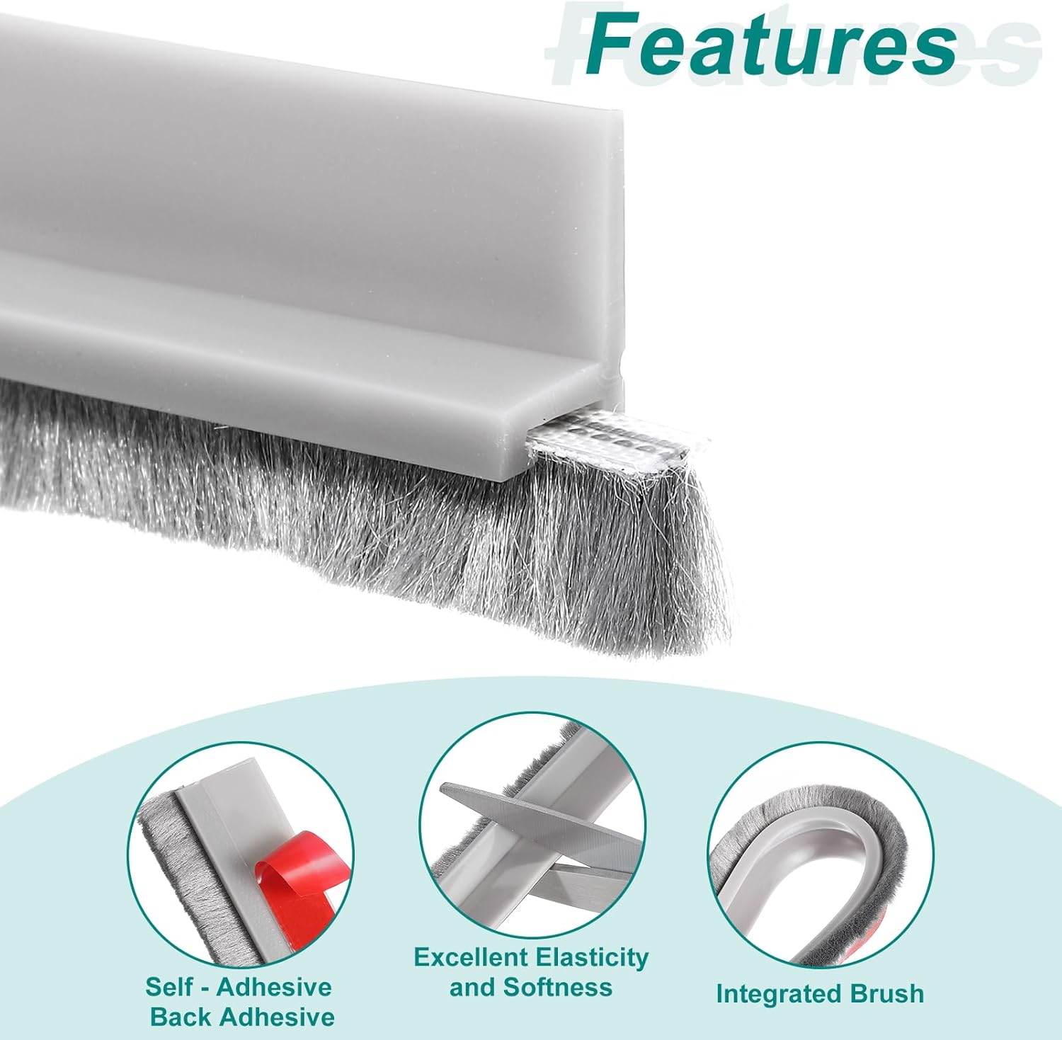 UXCELL 3 Pcs Door Sweep for Bottom of Door Brown