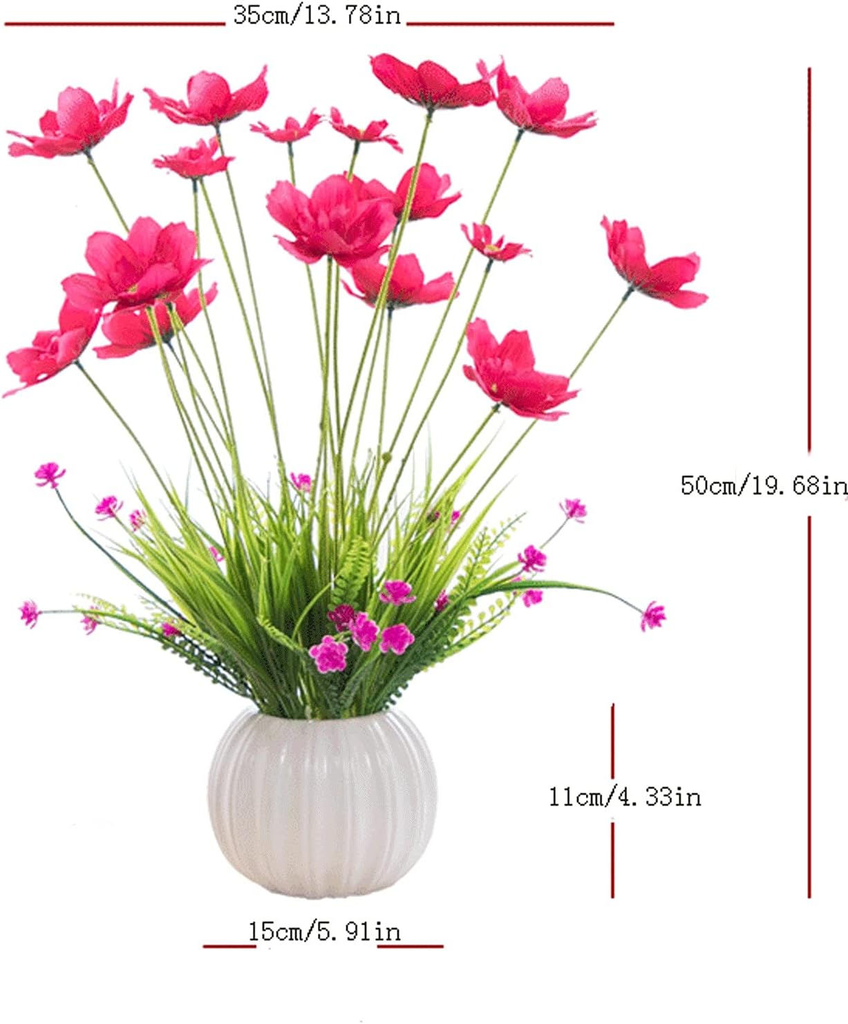 Artificial Hydrangea Bouquet with Vase for Home Decor