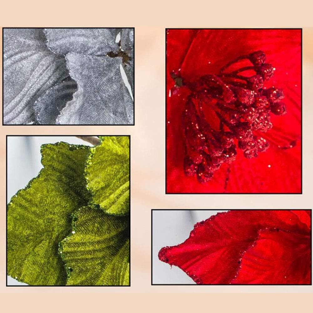 Glitter Velvet Poinsettia Flower Picks 6 Pack