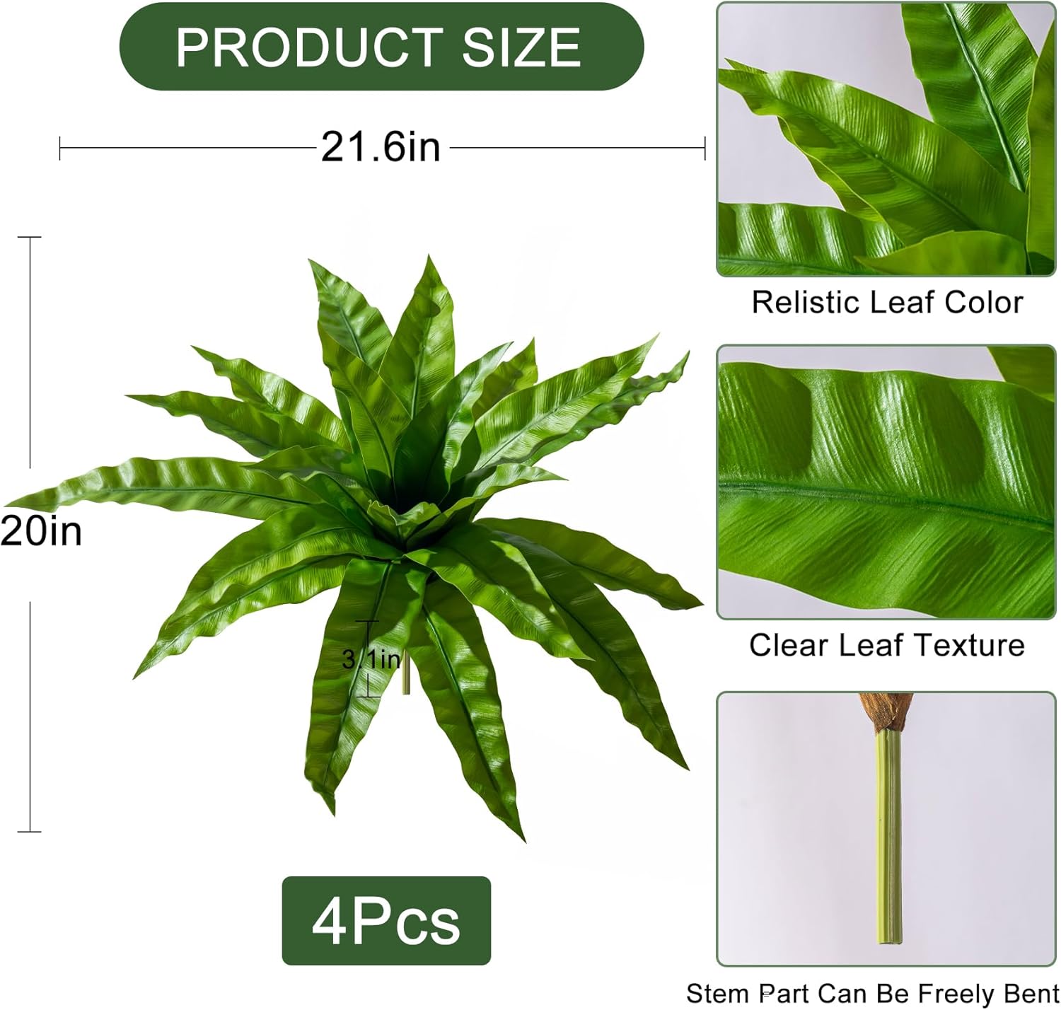 4 Pcs Artificial Greenery Stems for Home Decor