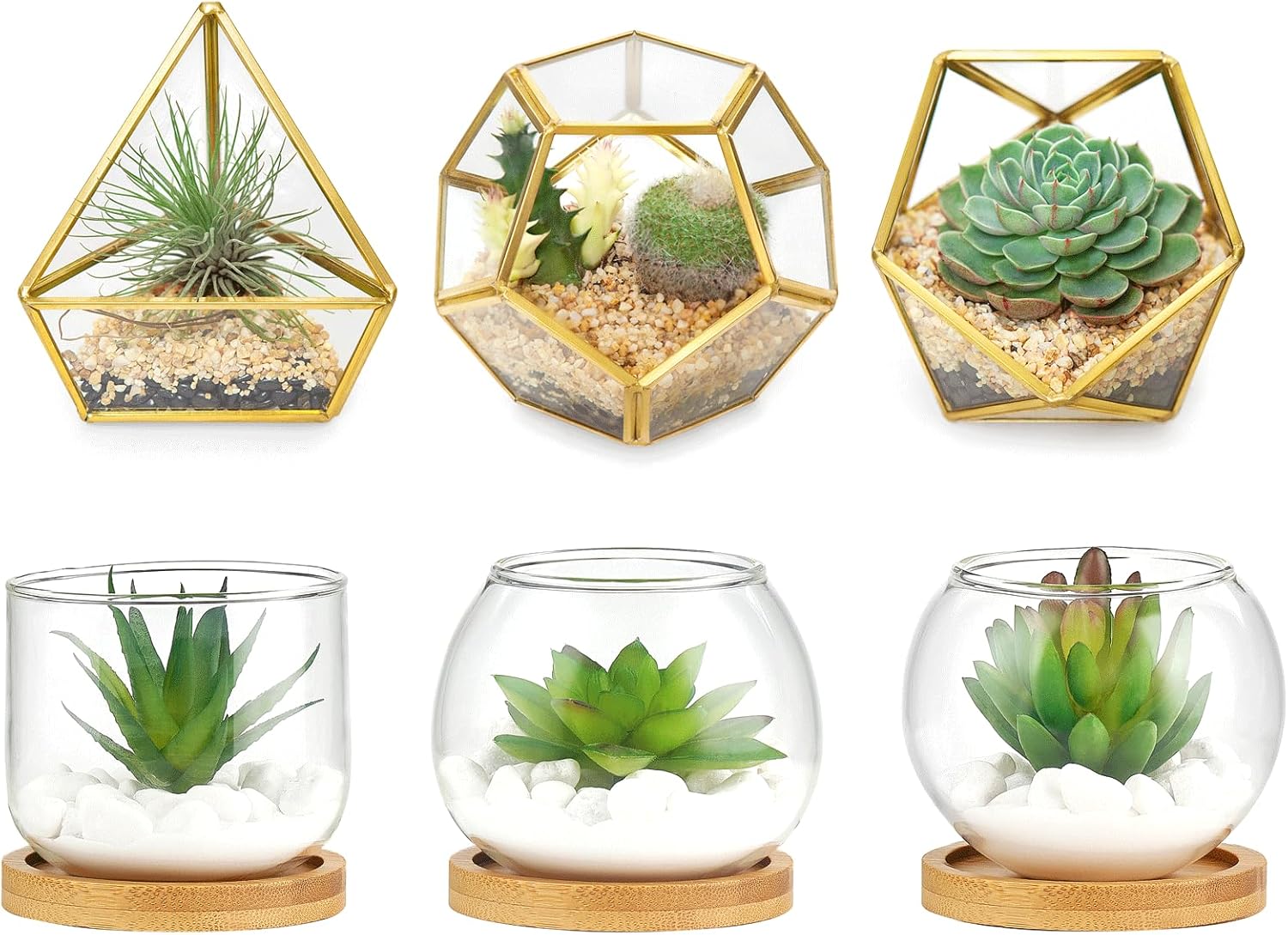 Mkono Artificial Succulent in Clear Glass Pot